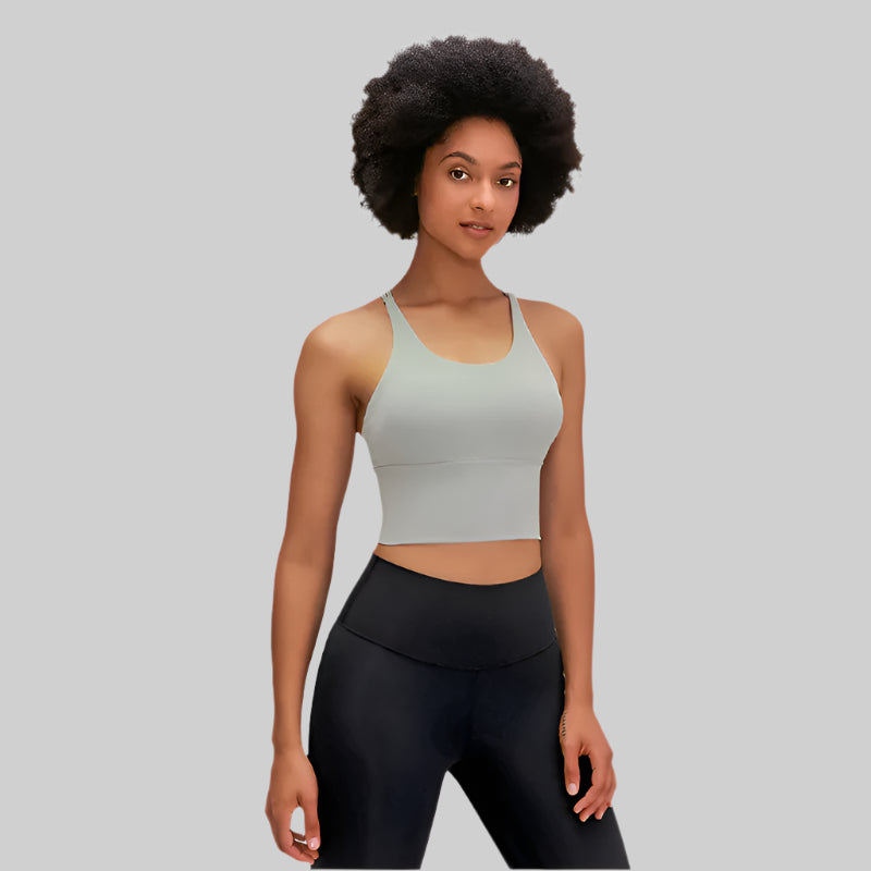 Solid Spaghetti Strap Cross-Back Yoga Crop Top