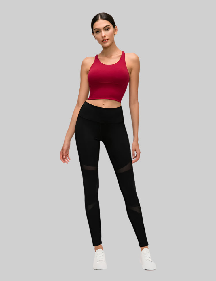 Solid Spaghetti Strap Cross-Back Yoga Crop Top