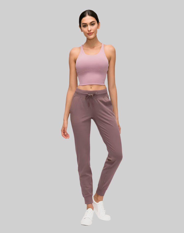 Solid Spaghetti Strap Cross-Back Yoga Crop Top