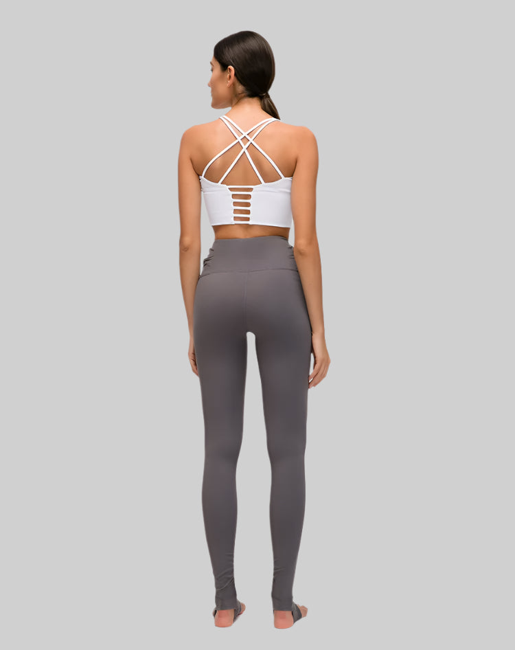 Solid Spaghetti Strap Cross-Back Yoga Crop Top