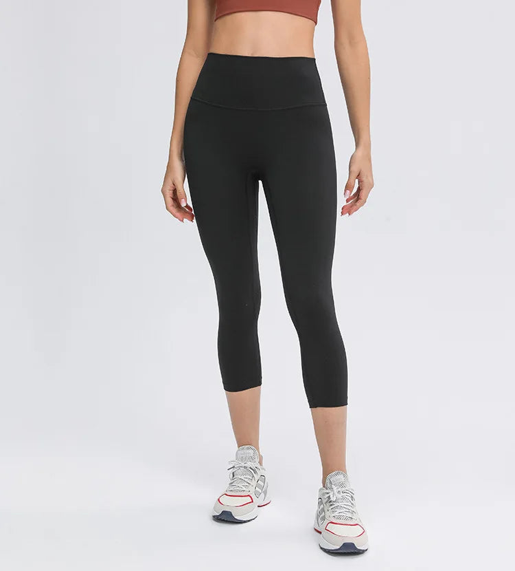 High Waist Buttery Soft Capri Leggings with Hidden Pocket