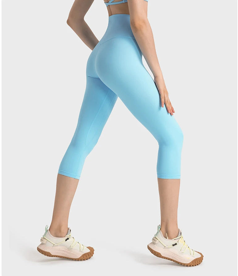 High Waist Buttery Soft Capri Leggings with Hidden Pocket