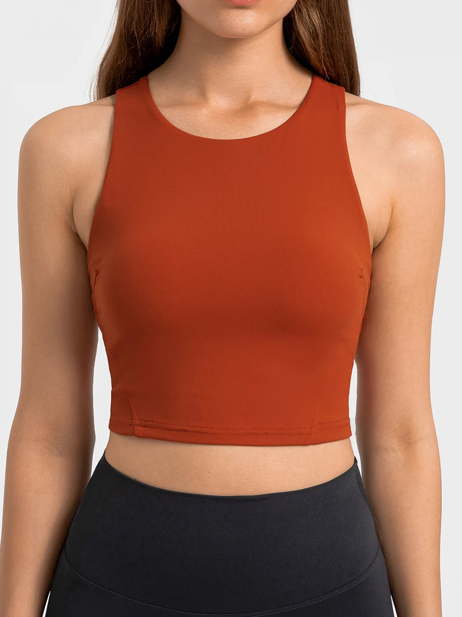 Crop Tank Top Bra High Neck Sport
