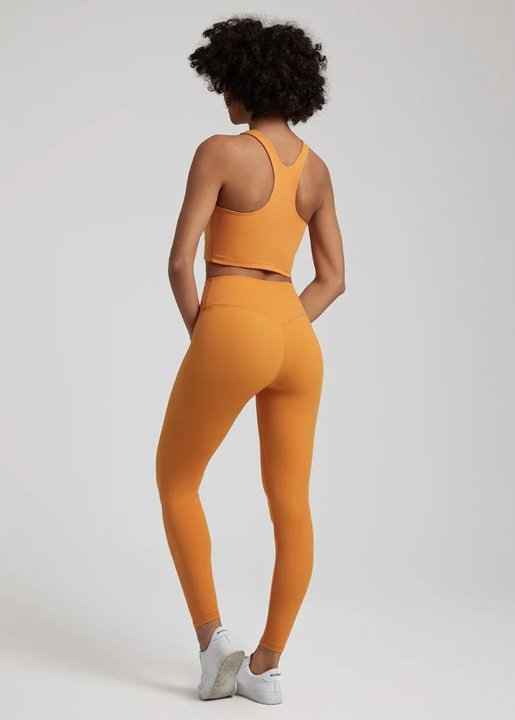 2-Piece Yoga Set - High-Waist Leggings & Racerback Sports Bra
