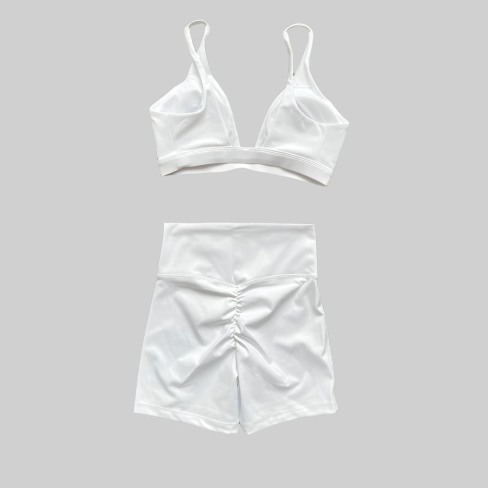 V-Neck Sports Bra & High-Waist Shorts