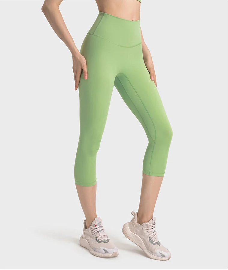 High Waist Buttery Soft Capri Leggings with Hidden Pocket
