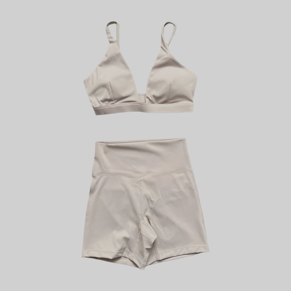 V-Neck Sports Bra & High-Waist Shorts