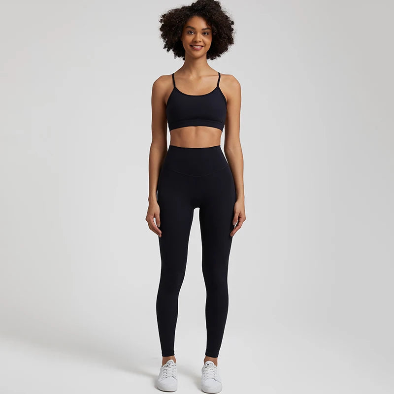 2-Piece Yoga Set - High-Waist Leggings & Backless Sports Bra