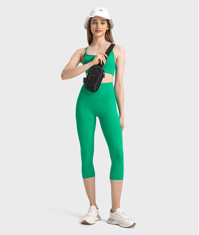 High Waist Buttery Soft Capri Leggings with Hidden Pocket