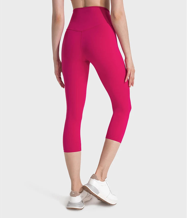High Waist Buttery Soft Capri Leggings with Hidden Pocket