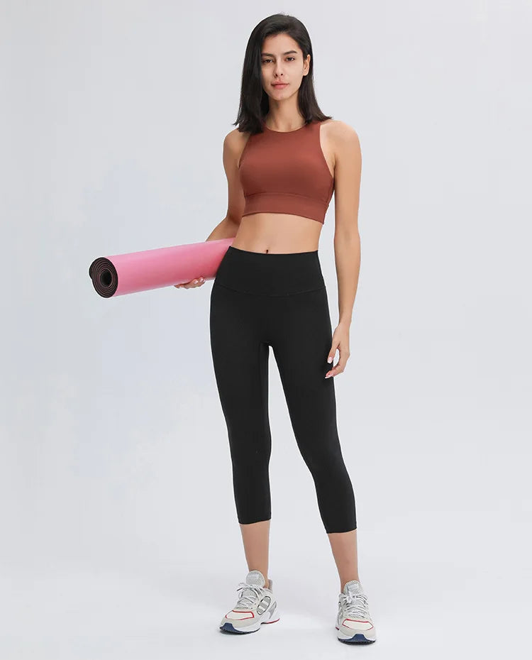 High Waist Buttery Soft Capri Leggings with Hidden Pocket