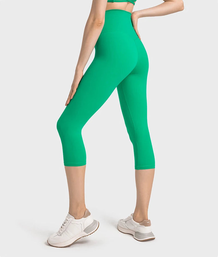High Waist Buttery Soft Capri Leggings with Hidden Pocket