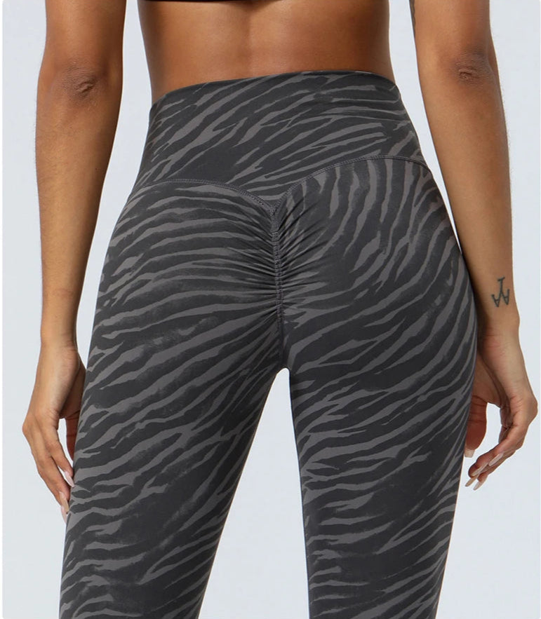 Zebra Stripe Scrunch Butt Leggings