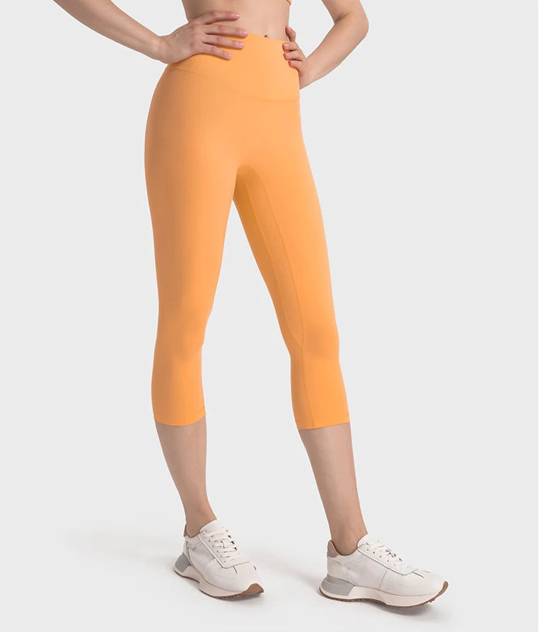 High Waist Buttery Soft Capri Leggings with Hidden Pocket