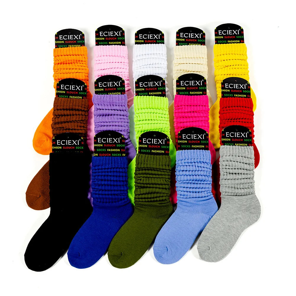 2 Pairs Women’s Slouch Socks – Casual Yoga & Sport Mid Tube Socks