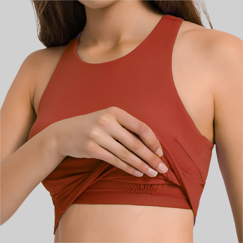Crop Tank Top Bra High Neck Sport