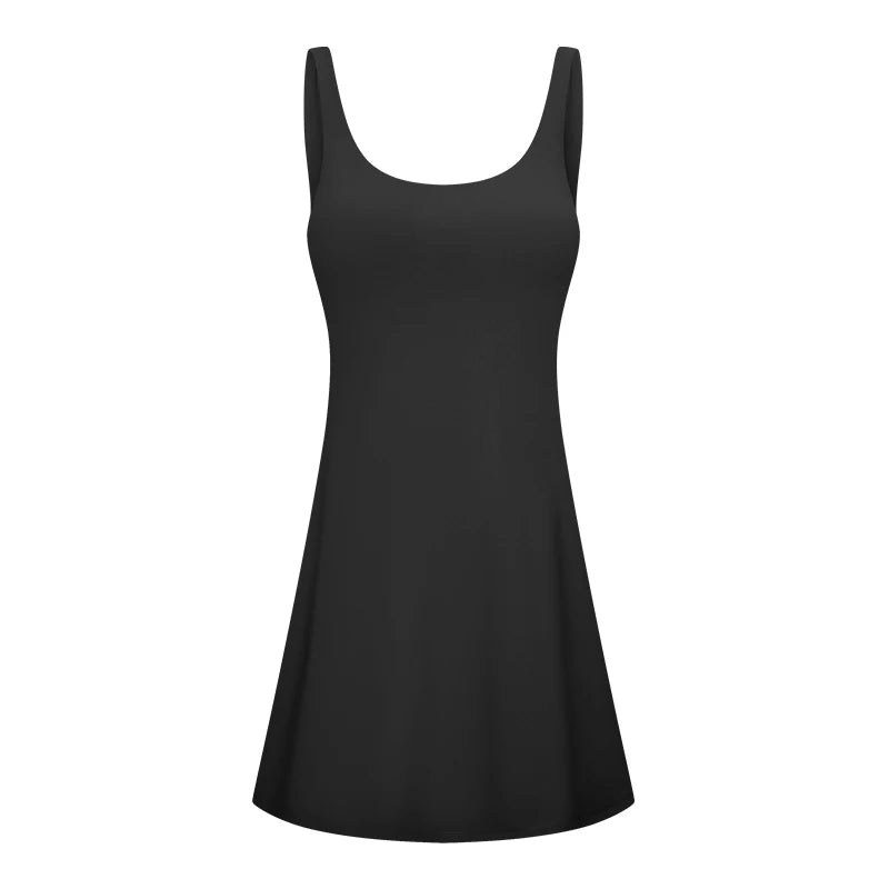 Women's Backless Tennis Dress - Built-in Bra & Shorts