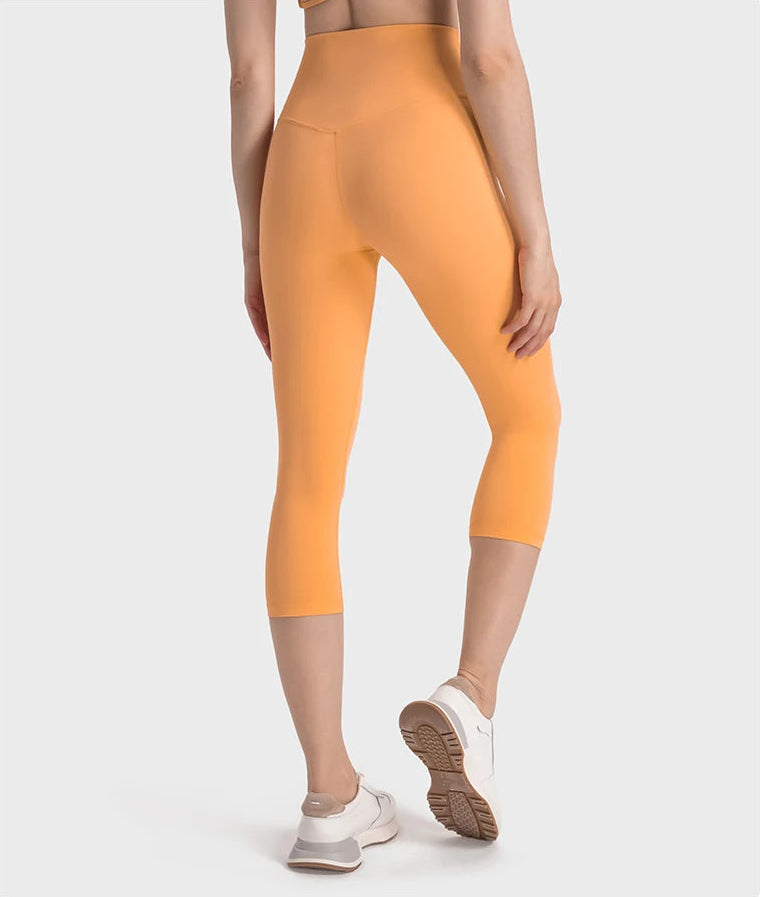 High Waist Buttery Soft Capri Leggings with Hidden Pocket