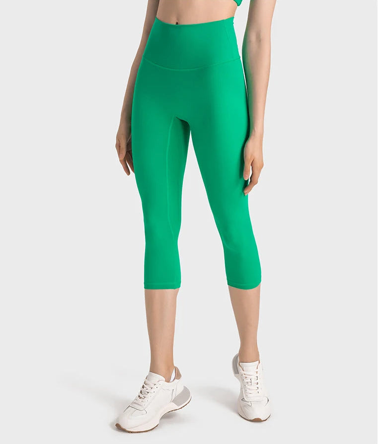 High Waist Buttery Soft Capri Leggings with Hidden Pocket
