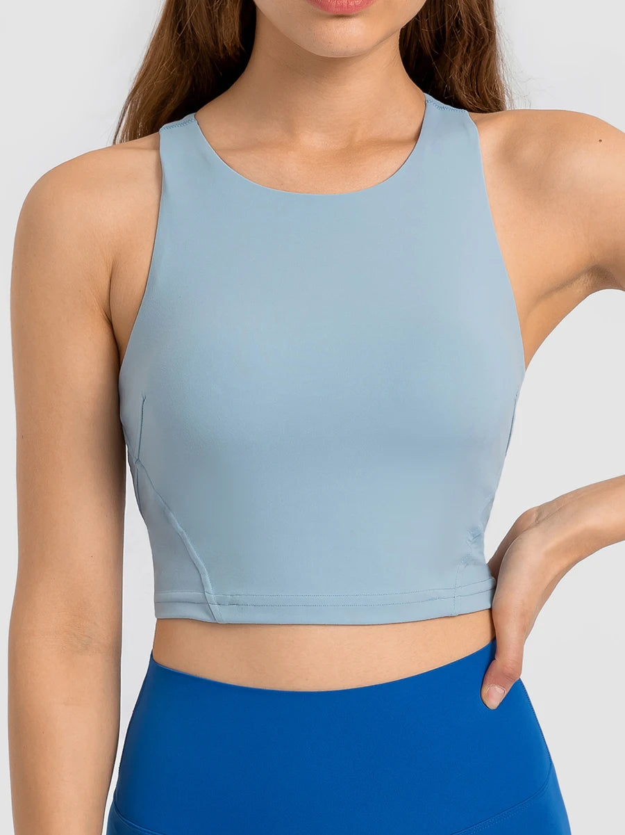Crop Tank Top Bra High Neck Sport