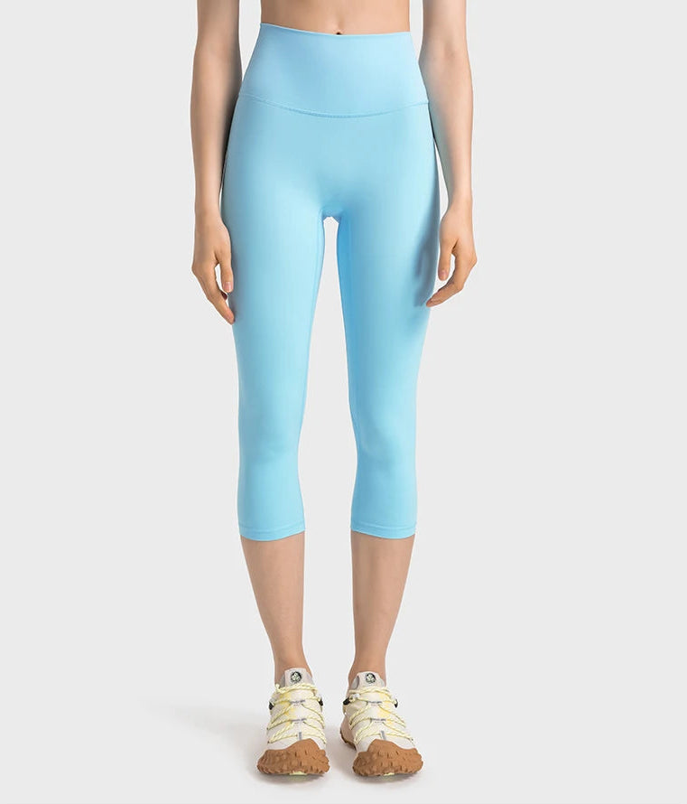 High Waist Buttery Soft Capri Leggings with Hidden Pocket