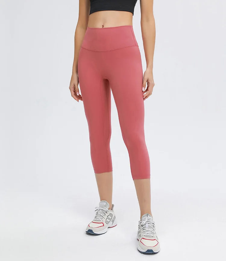 High Waist Buttery Soft Capri Leggings with Hidden Pocket