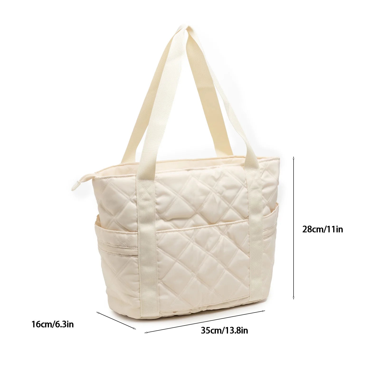 Women’s Large Quilted Tote Bag with Zipper