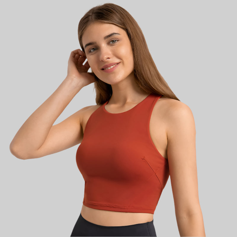 Crop Tank Top Bra High Neck Sport
