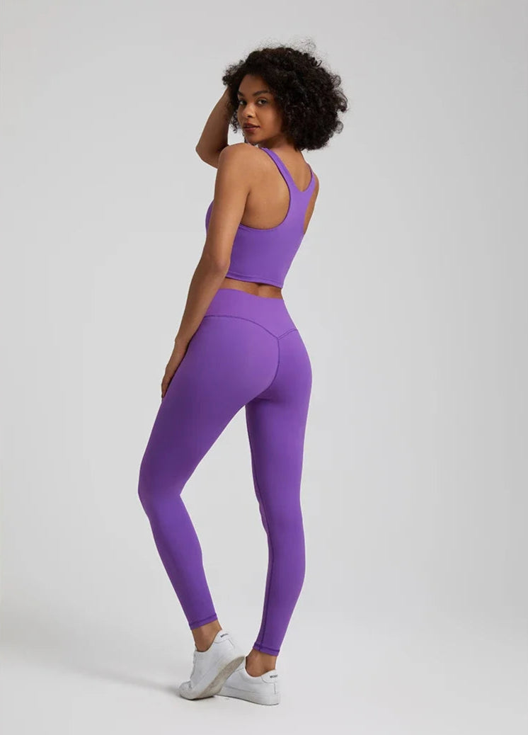 2-Piece Yoga Set - High-Waist Leggings & Racerback Sports Bra