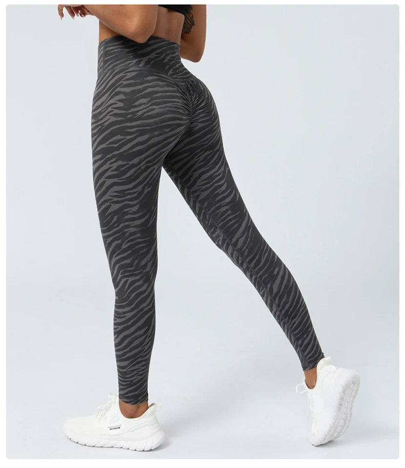 Zebra Stripe Scrunch Butt Leggings
