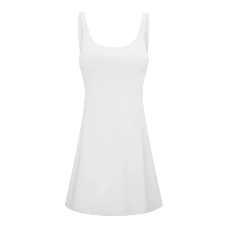 Women's Backless Tennis Dress - Built-in Bra & Shorts