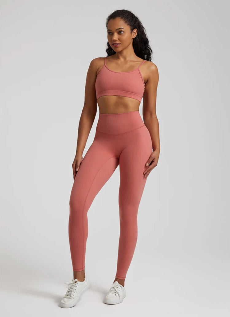 2-Piece Yoga Set - High-Waist Leggings & Backless Sports Bra