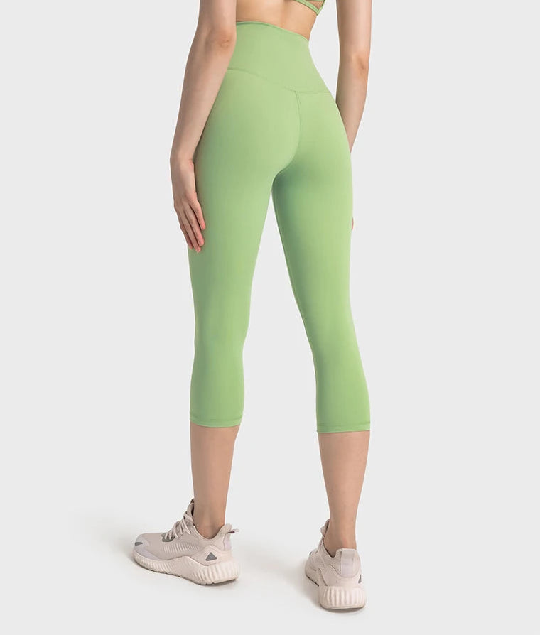 High Waist Buttery Soft Capri Leggings with Hidden Pocket
