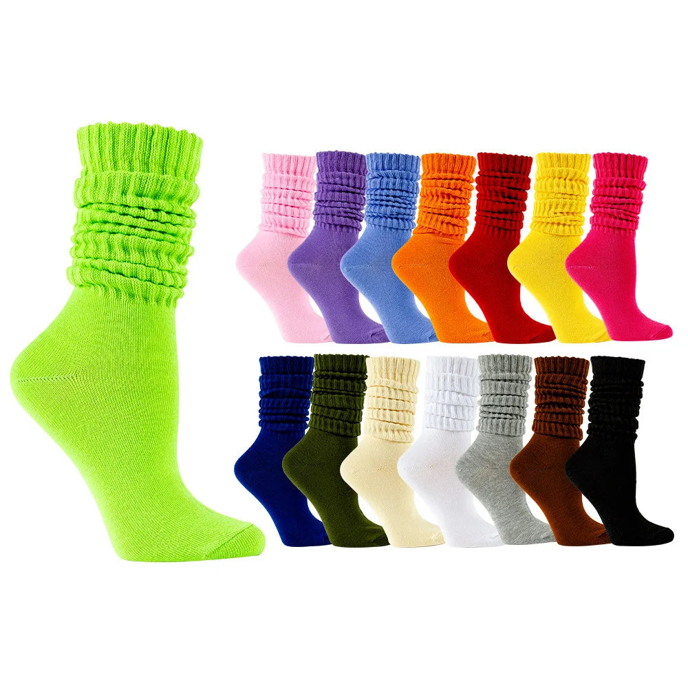 2 Pairs Women’s Slouch Socks – Casual Yoga & Sport Mid Tube Socks