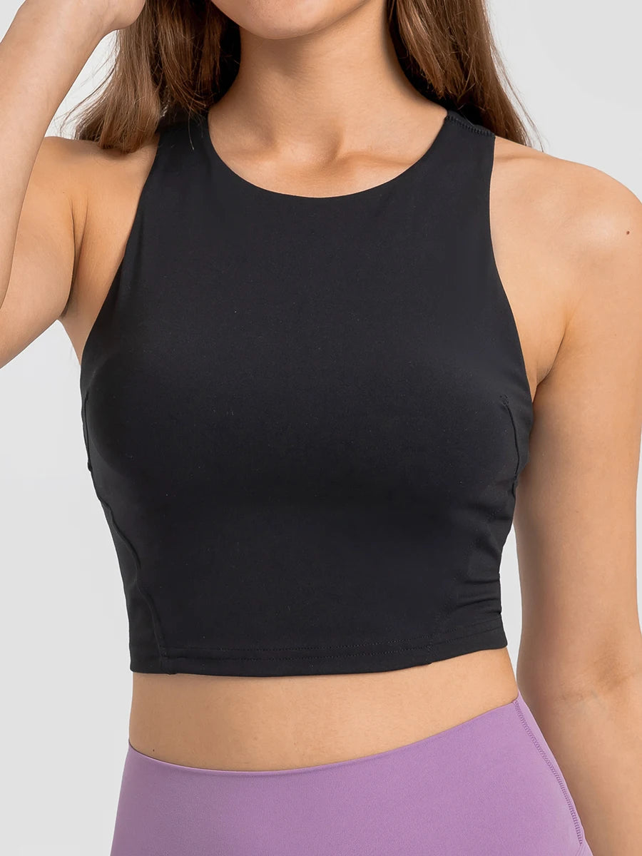 Crop Tank Top Bra High Neck Sport