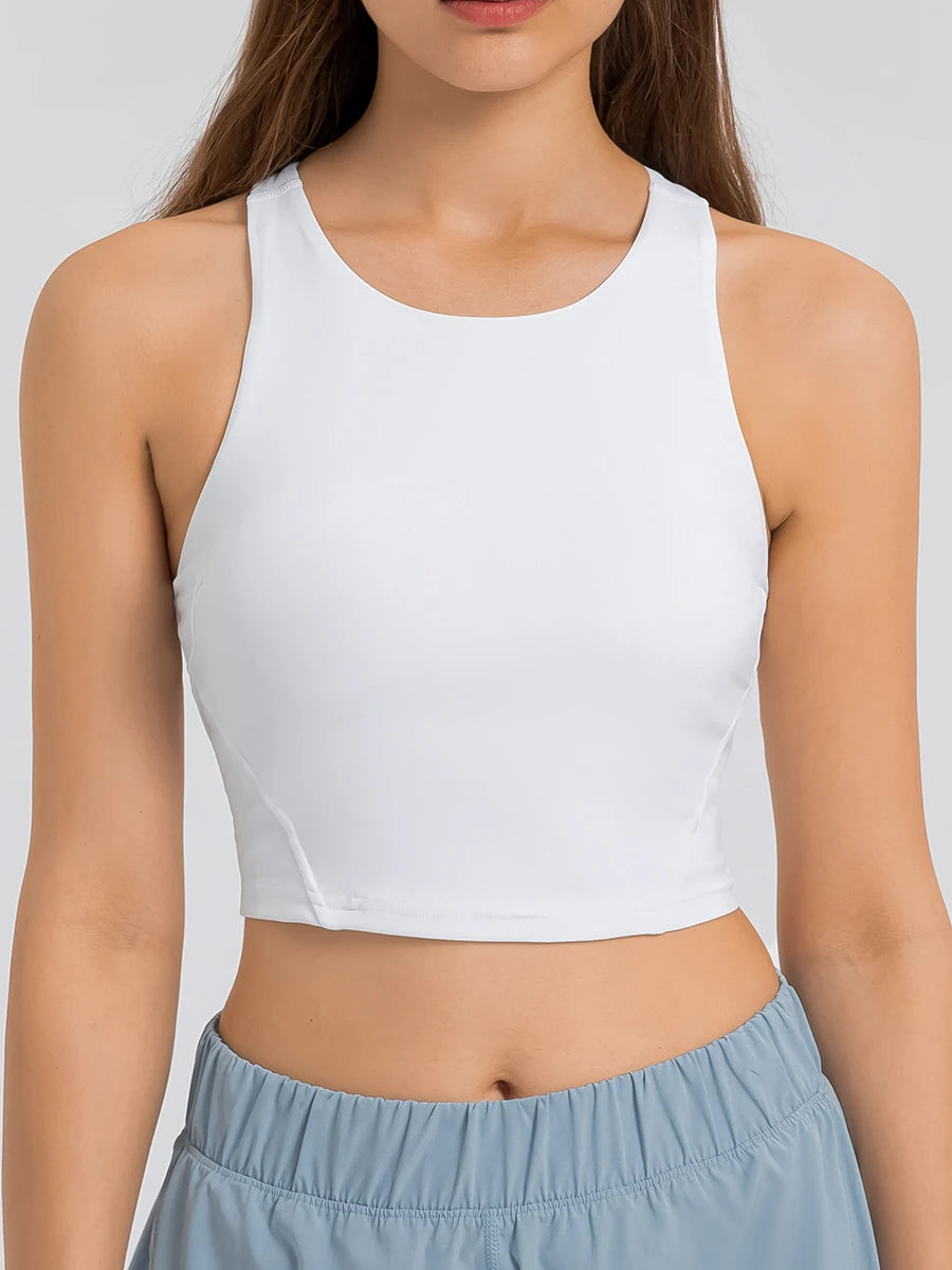Crop Tank Top Bra High Neck Sport