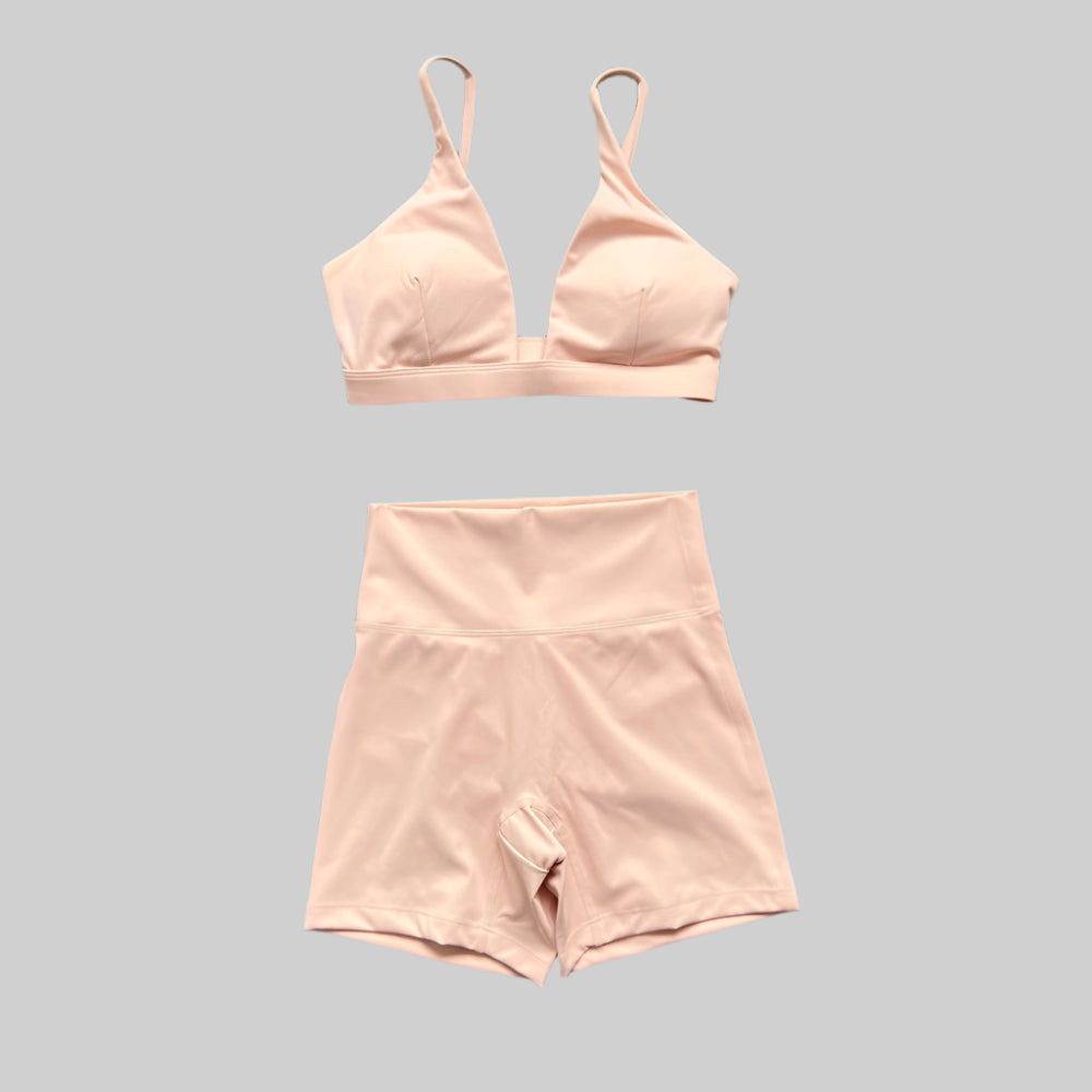 V-Neck Sports Bra & High-Waist Shorts