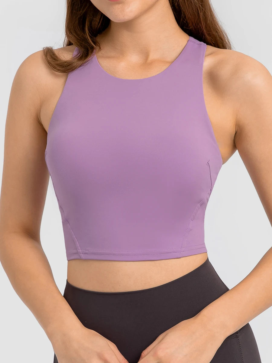 Crop Tank Top Bra High Neck Sport
