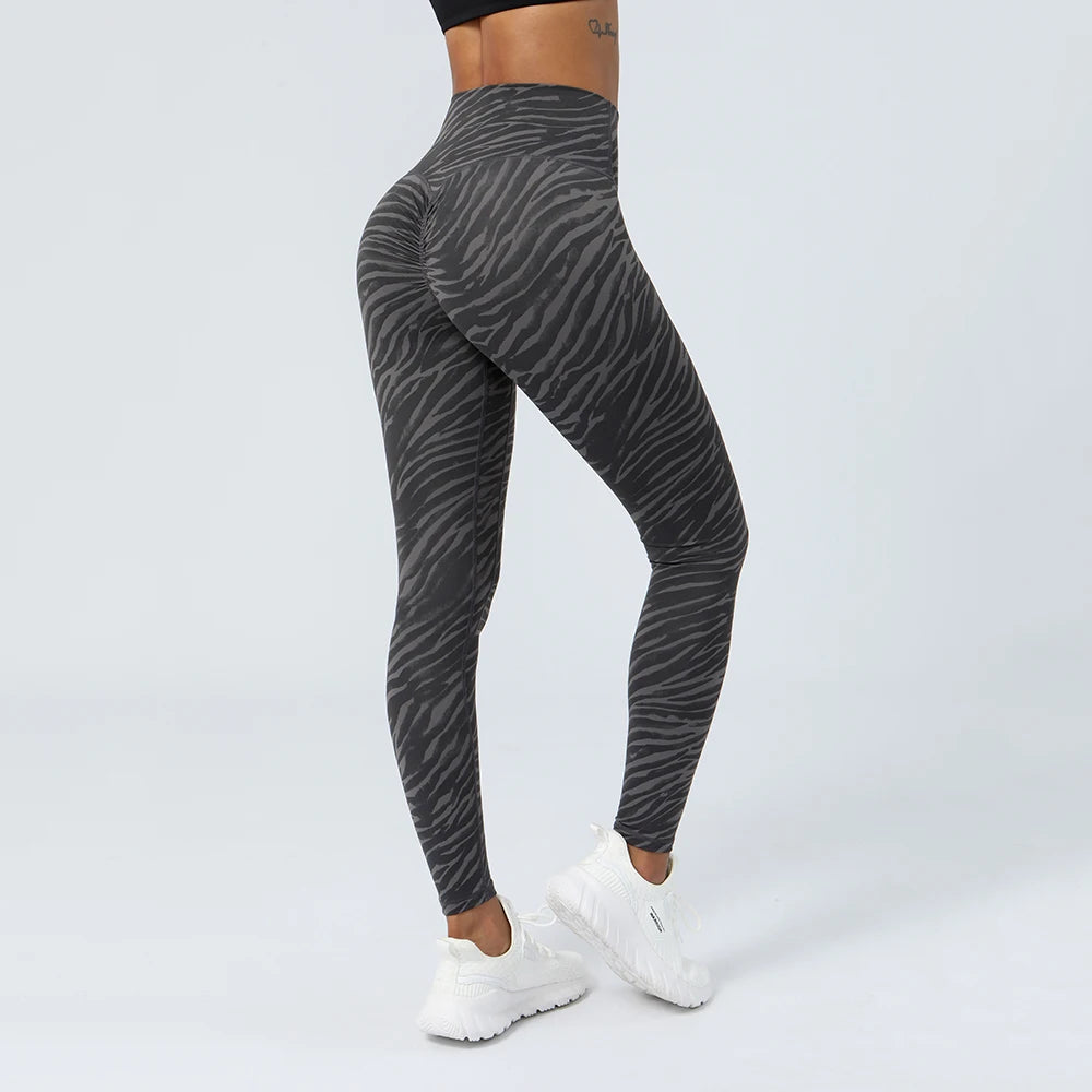 Zebra Stripe Scrunch Butt Leggings