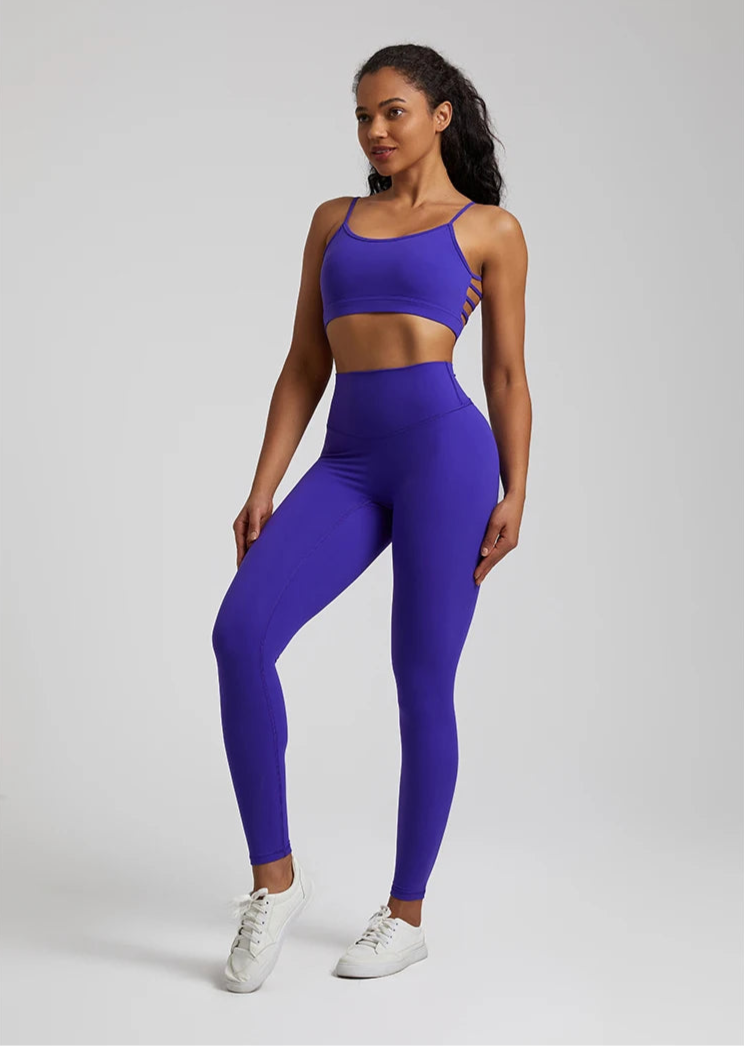 2-Piece Yoga Set - High-Waist Leggings & Backless Sports Bra