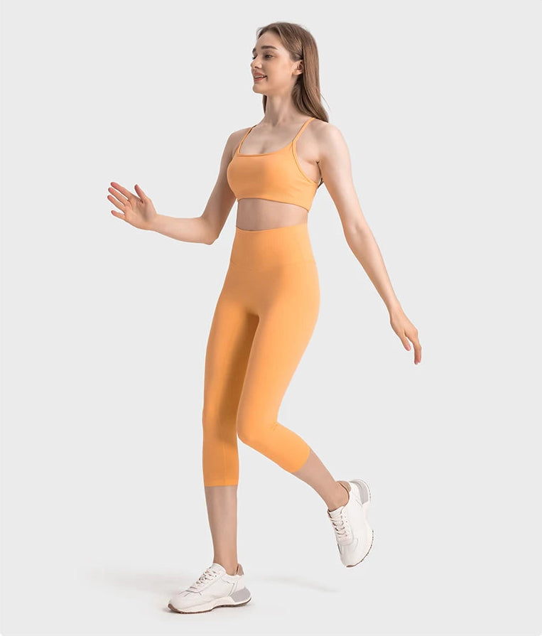High Waist Buttery Soft Capri Leggings with Hidden Pocket