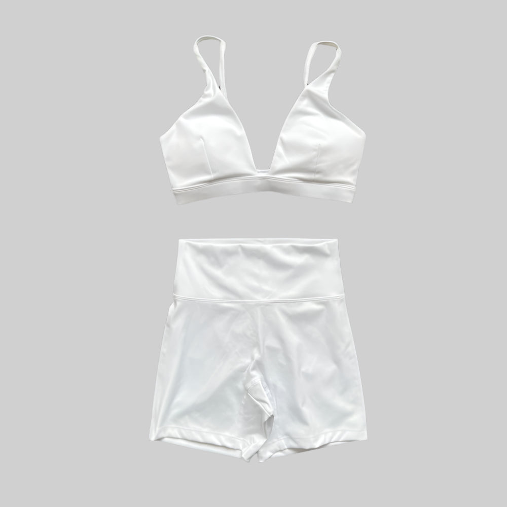 V-Neck Sports Bra & High-Waist Shorts