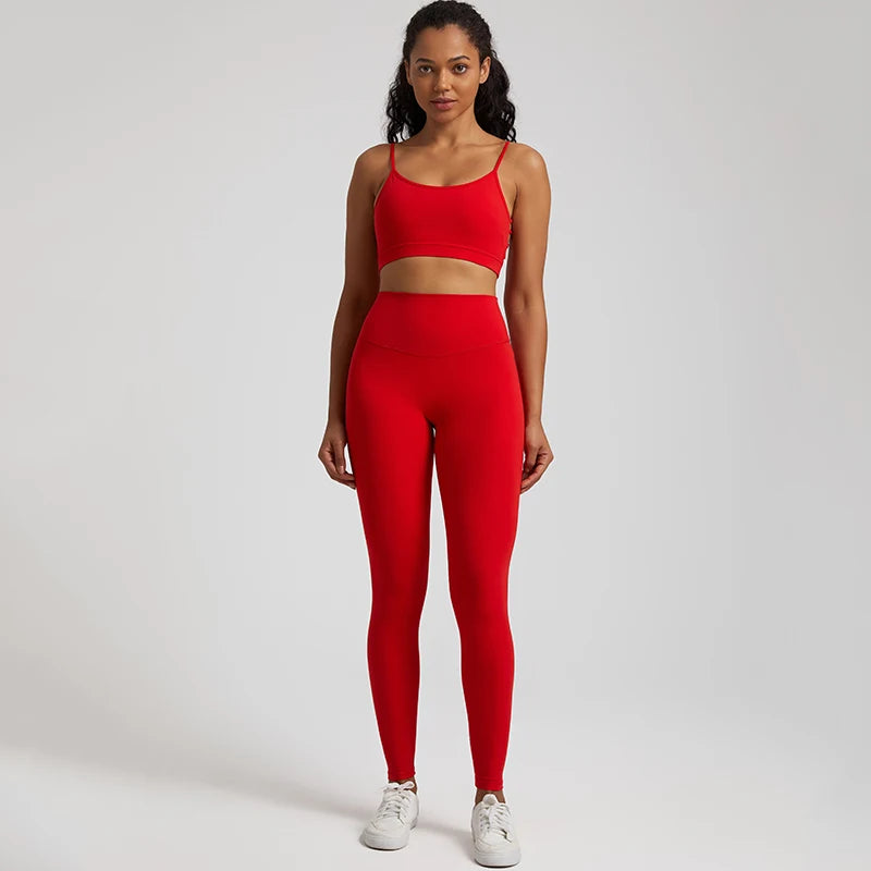 2-Piece Yoga Set - High-Waist Leggings & Backless Sports Bra