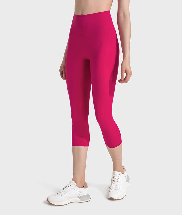 High Waist Buttery Soft Capri Leggings with Hidden Pocket